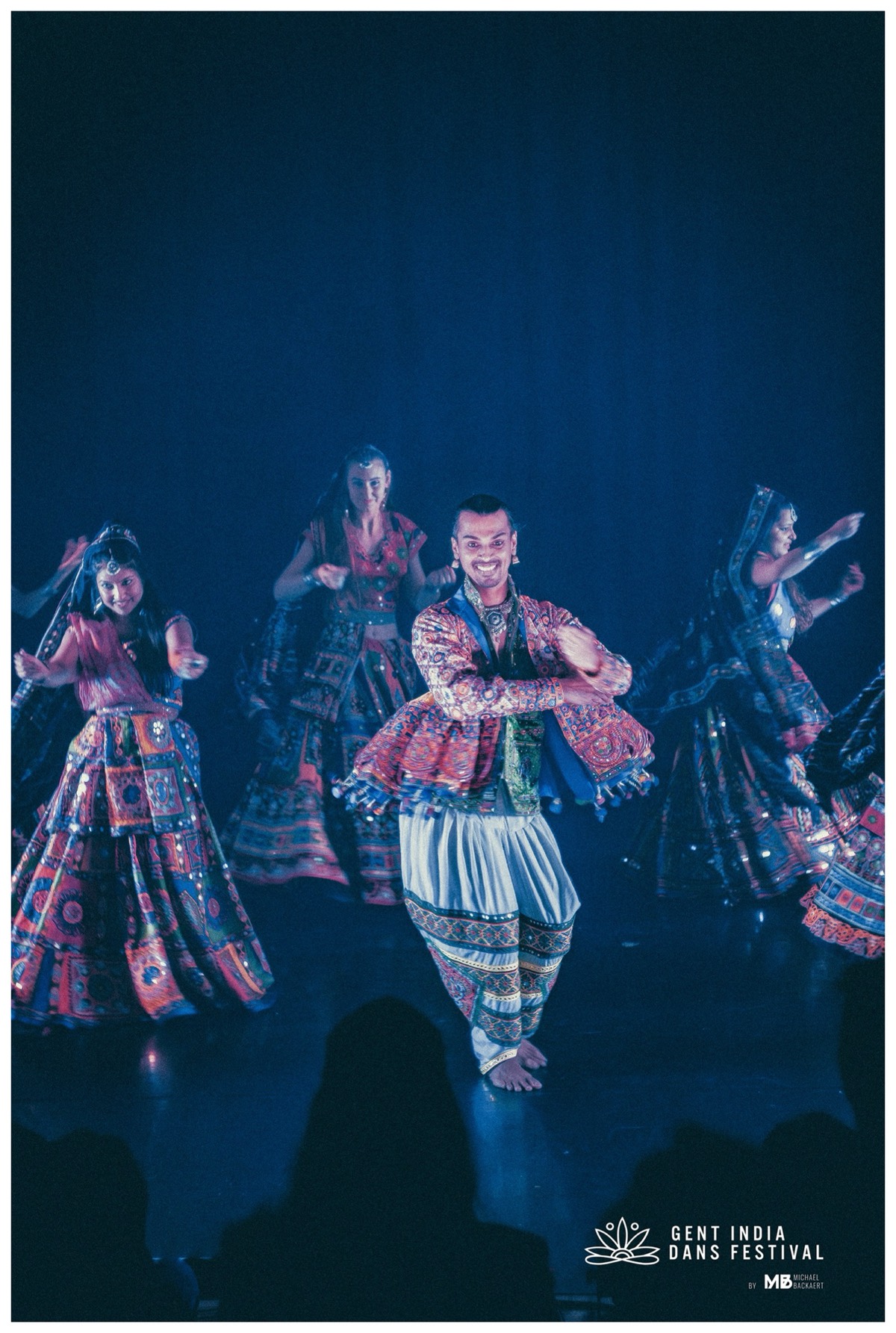 ABC company dancers mid-Garba with Swapnil Dagliya at centre